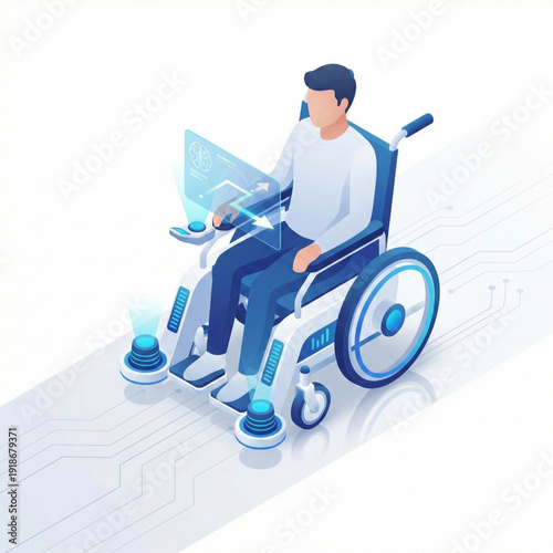 Isometric smart wheelchair with autonomous navigation and collision sensors