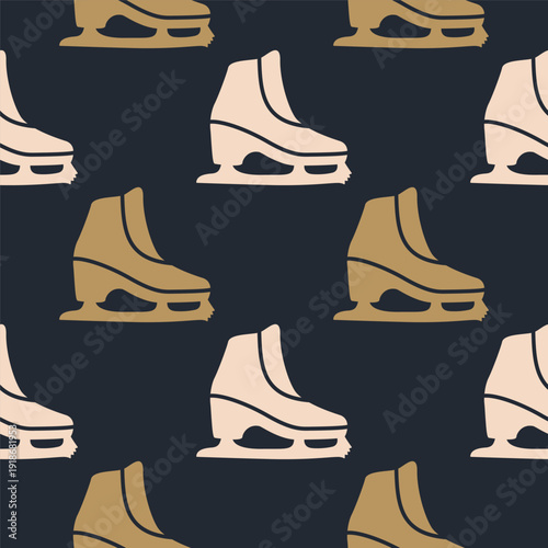 Figure Skating Seamless Pattern. Figure Skates Endless Repeating Background.

