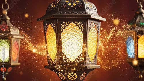 Decorative Lanterns with Glowing Light in Festive Celebration