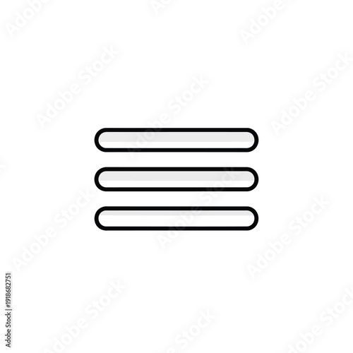 A simple and clean hamburger menu icon with three horizontal lines, commonly used in user interface design for navigation and menus