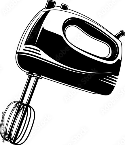 hand mixer silhouette line art vector illustration with a white background
