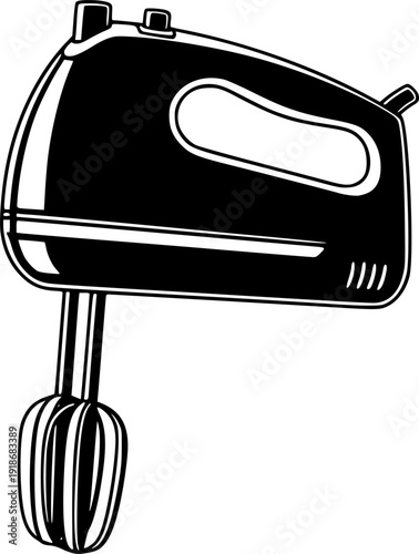 hand mixer silhouette line art vector illustration with a white background
