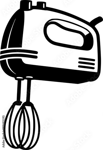 hand mixer silhouette line art vector illustration with a white background
