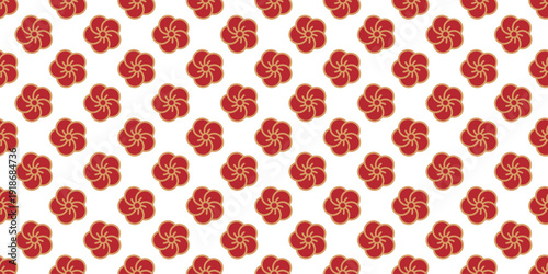ねじり梅文様のシームレスパターン 和風伝統柄の背景素材　Seamless Twisted Plum Blossom Japanese Traditional Pattern Background
