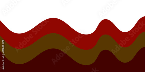 Bold layered waves in deep red and warm brown flowing across a light background, 3D paper cut style with rich shadows and a strong modern abstract look.