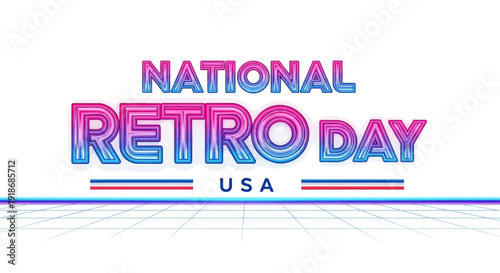 Vibrant illustration of 'National Retro Day USA' with a nostalgic moment and vintage vibe against a classic background with a timeless style.