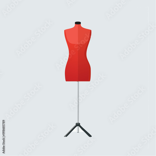 Red Female Dress Form Mannequin on Adjustable Stand.