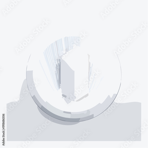 Abstract white architectural structure reflected in a glass surface.