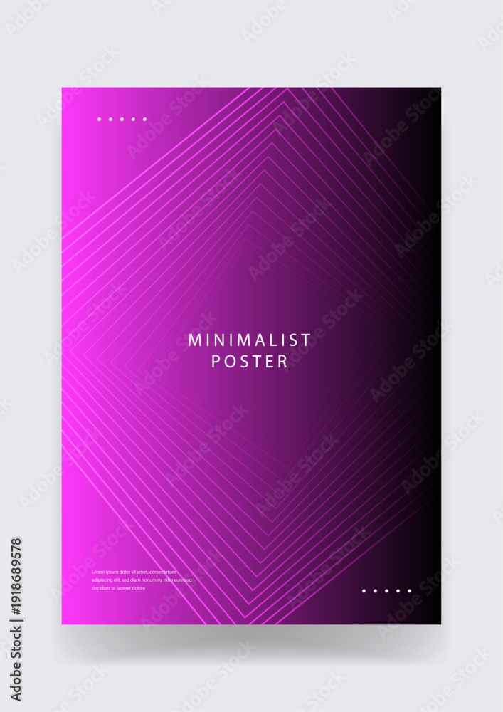 Fototapeta premium Abstract neon purple background with centered linear square shapes for modern flyer design