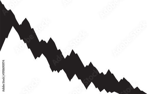 Black jagged line graph trending downward on white background