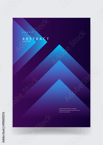Professional abstract poster design featuring blue chevron arrow shapes and dark gradient layered shadows for depth