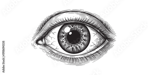 Human Eye with Eyelashes, Iris, and Pupil Illustration