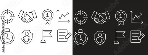 Business icons set for global finance and management concepts