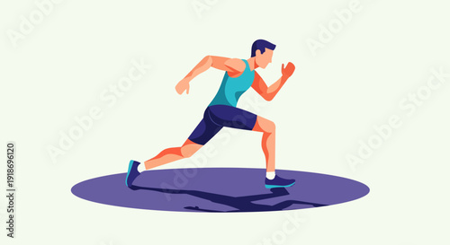 Dynamic Male Runner in Motion for Fitness and Sports