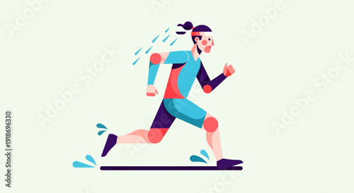 Young Woman Running Outdoors with Sportswear and Backpack