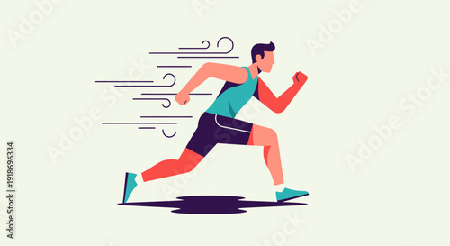 Energetic Running Man Illustration for Active Lifestyle