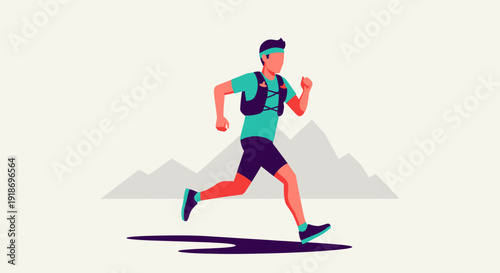 Young Man Running in Mountainous Landscape During Daylight
