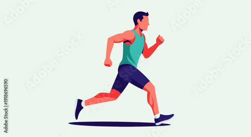Dynamic Male Runner in Motion on Light Background