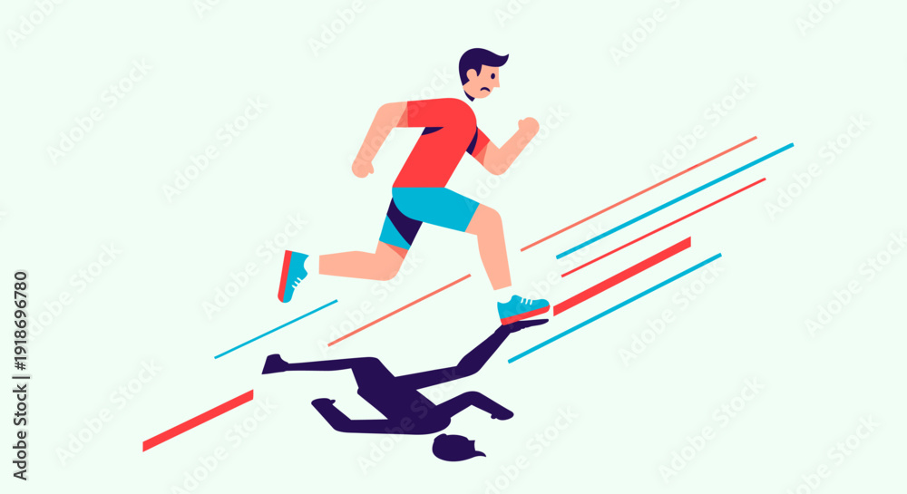 Obraz premium Dynamic Illustration of Running Man and Dog in Motion