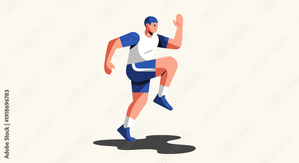 Fototapeta premium Athletic young man jogging energetic on city street