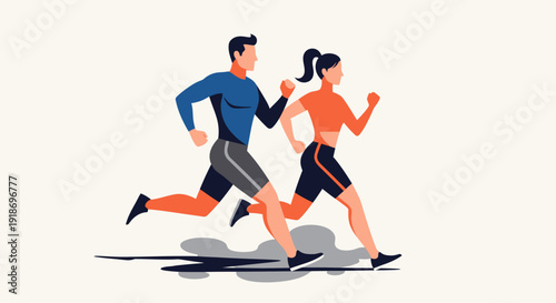 Dynamic Couple Running for Fitness and Health Outdoor