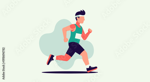 Active runner in sports attire jogging outdoors