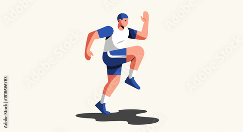 Athletic young man jogging energetic on city street