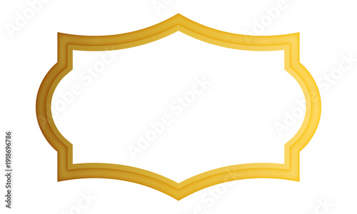 Elegant gold ornamental frame isolated on white background with vintage decorative border design
