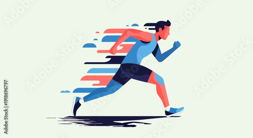 Dynamic Running Athlete in Motion Illustration