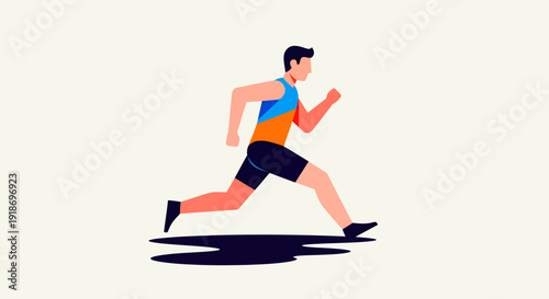 Active Male Runner Sprinting Outdoors During Exercise
