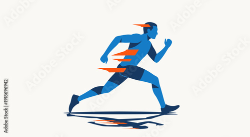 Dynamic Running Athlete in Motion with Speed Effect