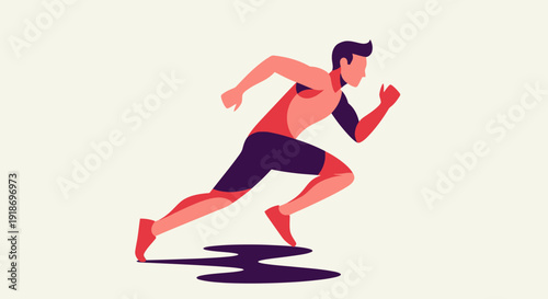 Dynamic Male Runner Sprinting Forward in Athletic Motion