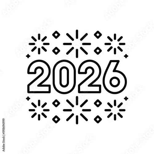 The year 2026 is celebrated with a festive fireworks display.
