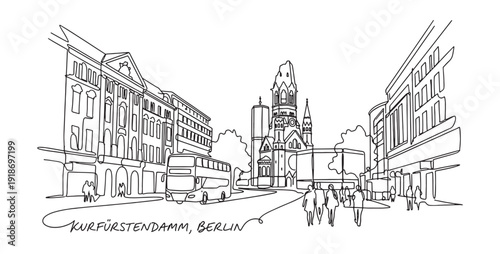 One-Line Sketch of Kurfürstendamm, Berlin