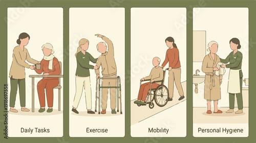 Assistance for seniors: daily tasks, exercise, mobility, and personal hygiene