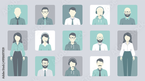 Diverse group of professional and casual user avatars for online communication