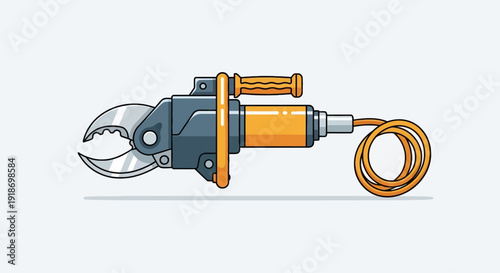 Hydraulic cutting tool illustration on white background showcasing industrial machinery and equipment for cutting various materials with precision