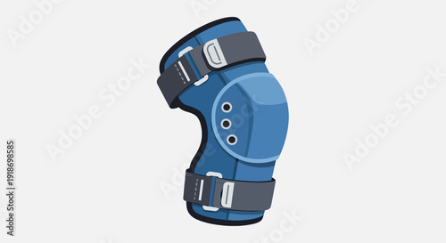 Knee brace illustration with adjustable straps and protective padding for injury prevention and support