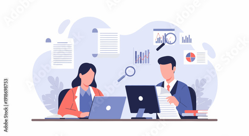 Business People Working on Data Analysis and Financial Reports.