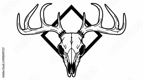 Majestic Deer skull Vector Logo Modern Wildlife Silhouette Icon Isolated