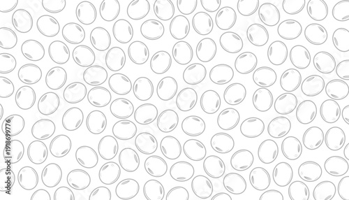 Soybean Seamless Pattern. Hand Drawn Bean Background. Organic Food Texture. Minimal Vector Illustration