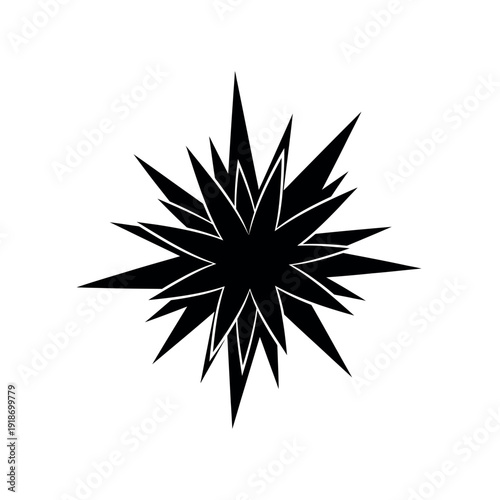 Abstract black spiky star shape.