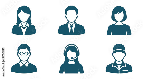 Diverse professional and user avatar icons set for business and service