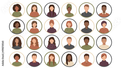 Set of diverse people avatars for user profiles and social media