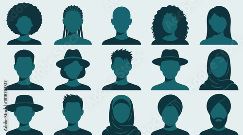 Diverse user avatars with various hairstyles, hats, and head coverings