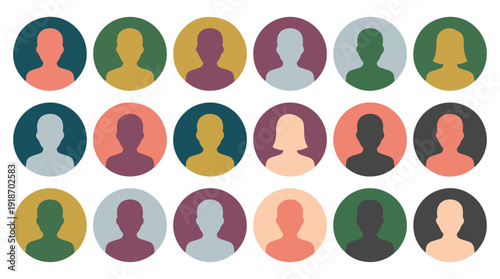 Diverse User Avatars and Profile Icons Representing Community and People