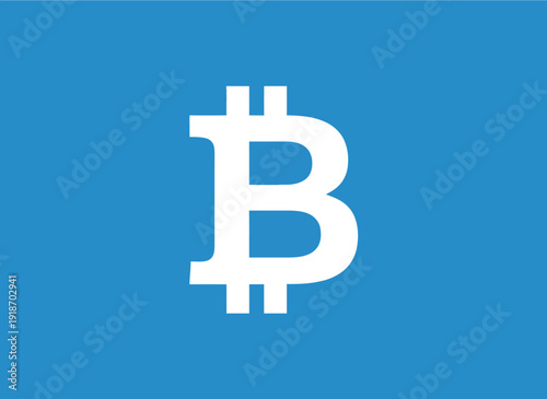 Bitcoin Symbol on Blue Background Represents Cryptocurrency and Digital Currency.