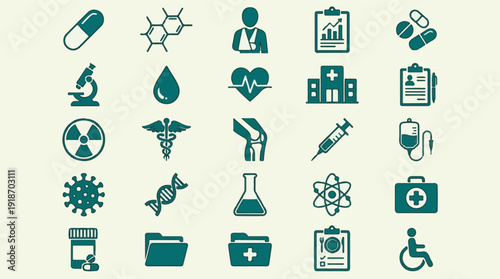 Medical and healthcare vector icons for science and health illustrations