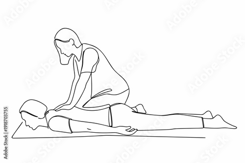Line drawing of a person performing cpr on another individual