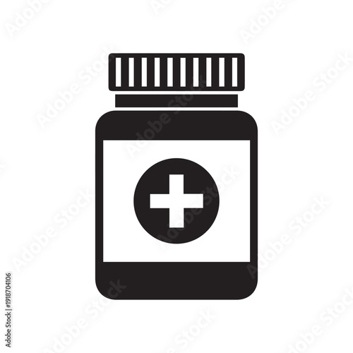 Medicine bottle icon in simple style on a white background vector illustration
